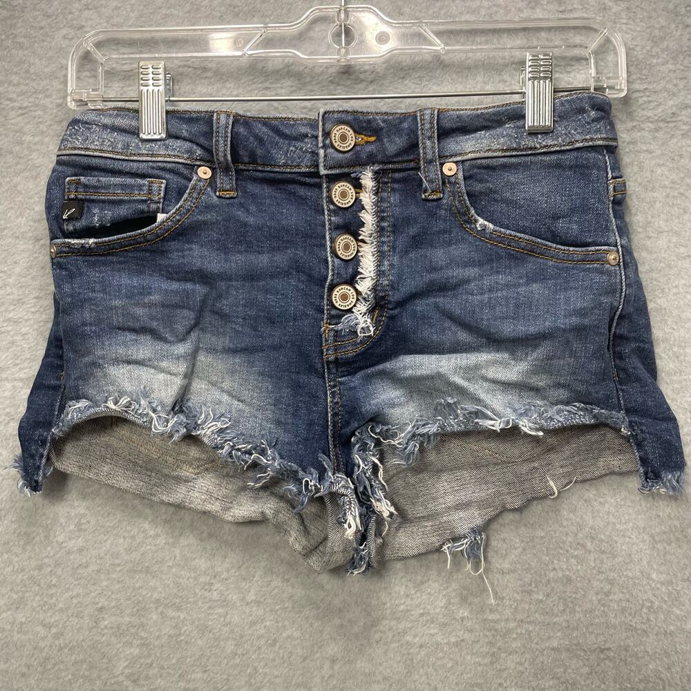 Kancan High Rise Button Fly Distressed Shorts Size Medium